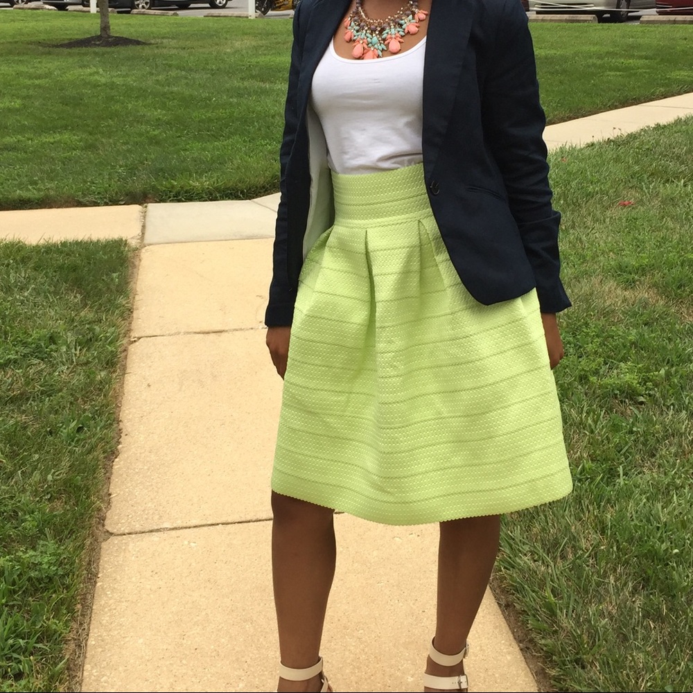 NY&CO Lime Green Pleated Skirt